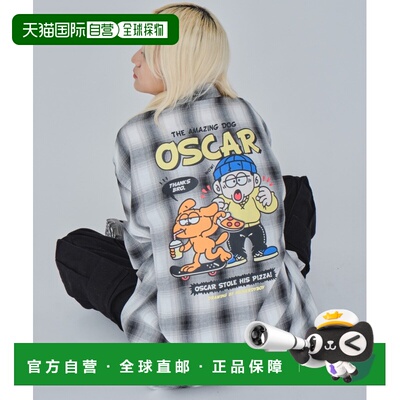 1h可退 日本直邮WEGO 男女同款插画格纹短袖衬衫 SK25SM04M0002