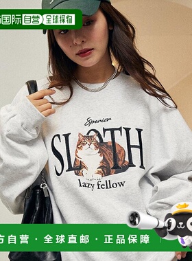 1h可退 日本直邮PUBLUX 女装 秋冬限定 猫印花 圆领卫衣  3222220