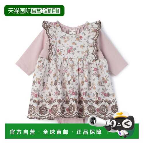 日本直邮petit main 女童 7分袖肩部荷叶边连体衣【付后1h可退】