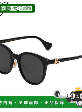 日本直邮GUCCI 太阳镜男式女式亚洲版型防紫外线太阳镜黑色 GG107