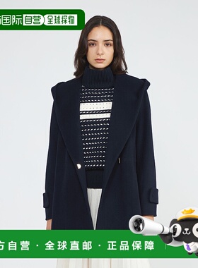 1h可退 日本直邮EPOCA 女装 羊毛 中长款连帽大衣 腰绳设计 M5B15