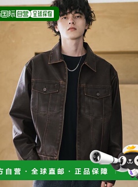 1h可退 日本直邮Rocky Monroe 复古工艺PU皮双拉链短款夹克