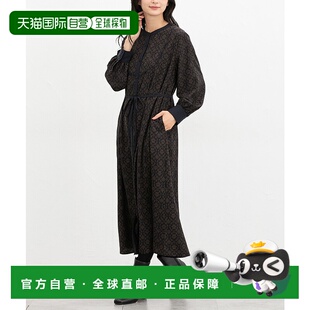 1h可退 日本直邮Honeys 女装经典达玛斯克纹宽松连衣裙 附赠蝴蝶