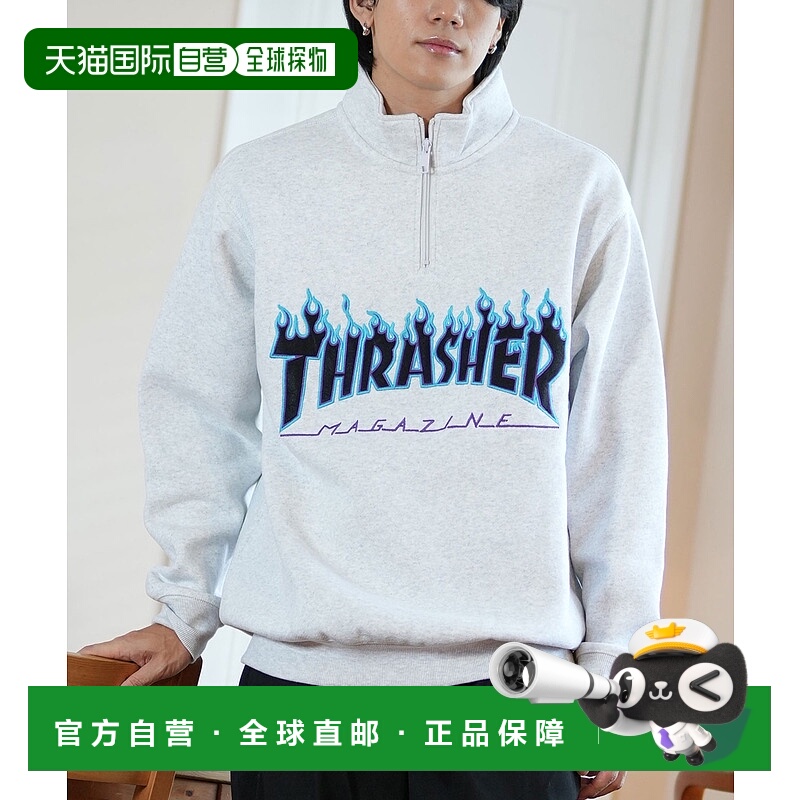 1h可退 日本直邮THRASHER 男女同款半拉链宽松印花卫衣 243TH1TR0