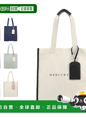 日本直邮MERCURYDUO 手提包帆布女士 CANVAS TOTEBAG 黑色灰色薄