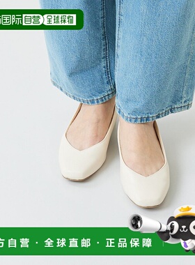 日本直邮Menue 方头V领堆叠跟女鞋 单鞋乐福鞋黑色 ME8623BW02706