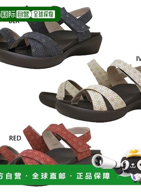 日本直邮Regetta 女士 RegettaCanoe 日式麻叶图案凉鞋平跟坡跟后