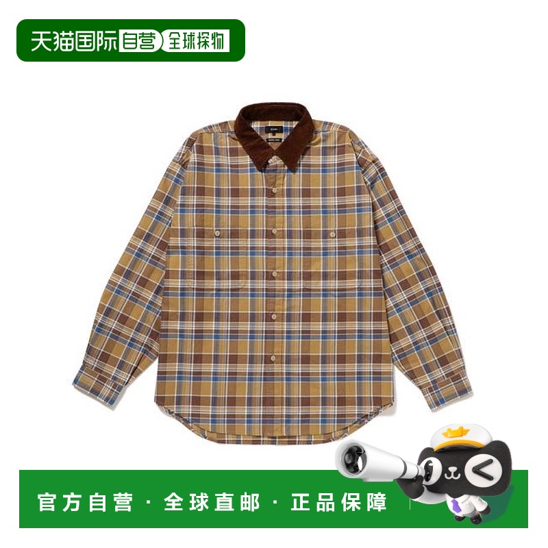 1h可退 日本直邮BEAMS 复古格子纹工作衬衫可外穿格纹灯芯绒宽松