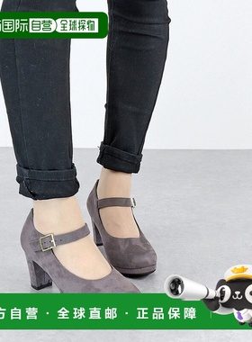 【日本直邮】Liberty Doll女士高跟鞋灰色绒面革粗跟百搭舒适女鞋