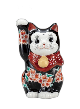 日本直邮九谷烧樱花陶瓷日式招财猫精致家居装饰摆件
