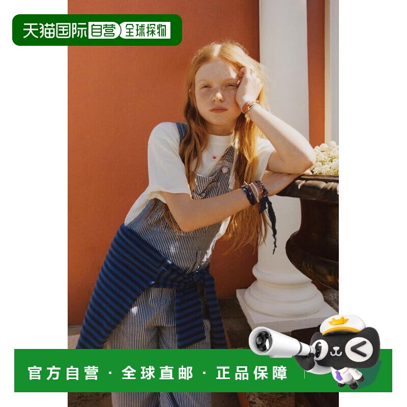 日本直邮Zara条纹图案长牛仔背带裤