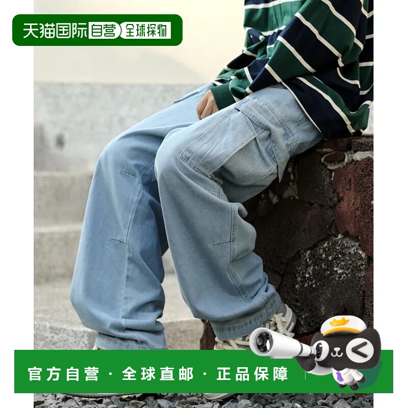 1h可退 日本直邮neos男女同款松紧腰宽松设计气球形宽腿牛仔裤 潮