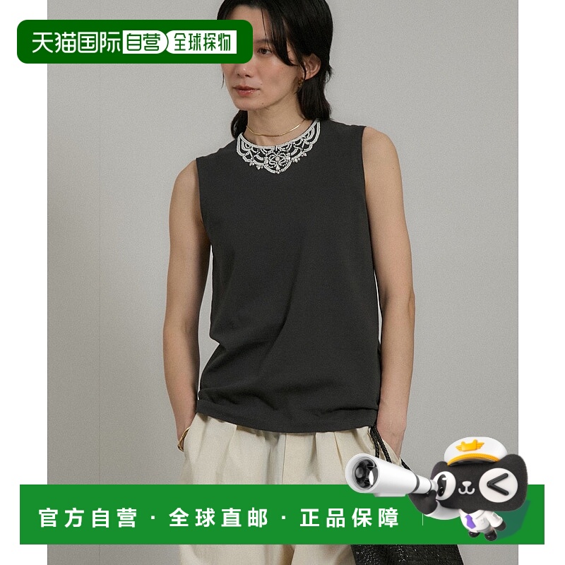 1h可退 日本直邮SALON adam et rope' 女士珠宝刺绣图案宽松背心T