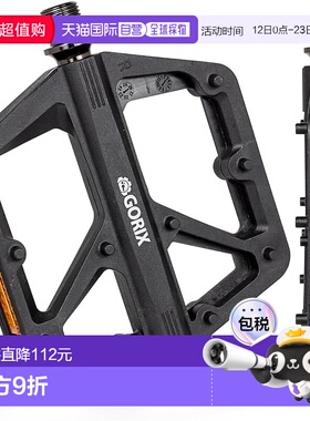 【日本直邮】GORIX 自行车平踏板 GX-FY579 黑色 尼龙山地车反光