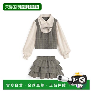 日本直邮日潮 GRL格纹衬衫拼接上衣×荷叶边迷你裙套装tu1865