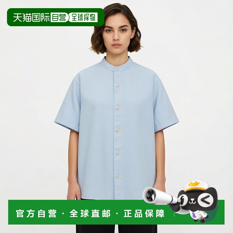 日本直邮Zara棉麻立领衬衫短袖