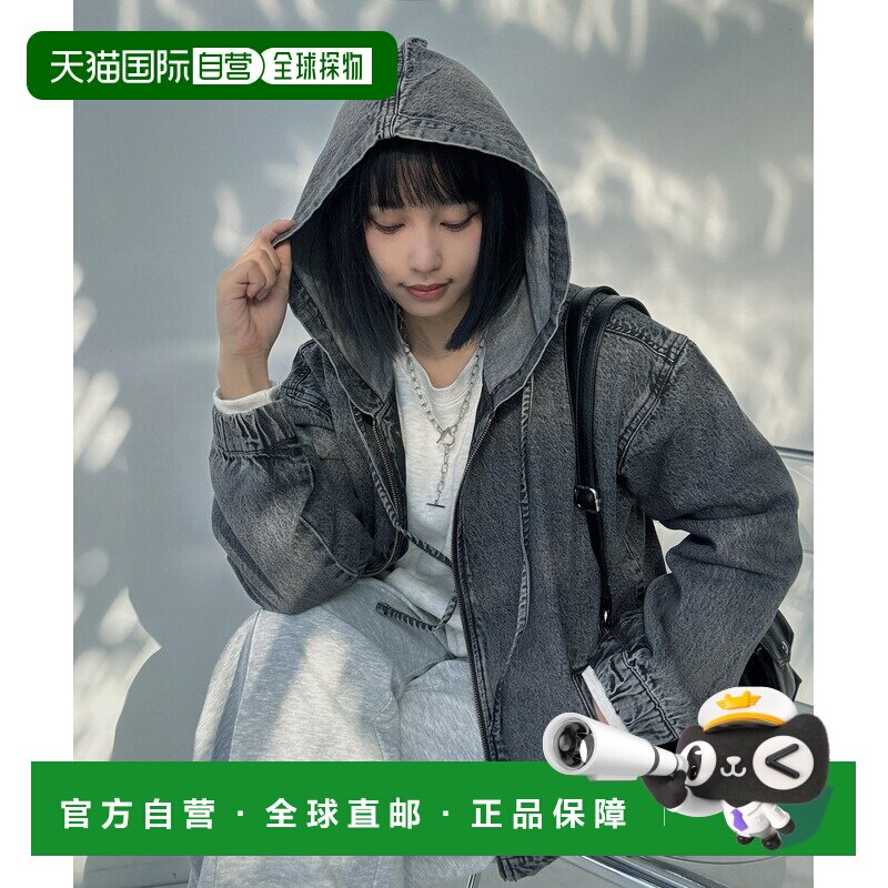 日本直邮AS KNOW AS plus 女装 宽松加长款连帽牛仔外套 QH0561