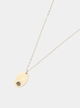 日潮跑腿COCOSHNIK 有色宝石（烟晶）椭圆形板项链宝石叠戴吊坠