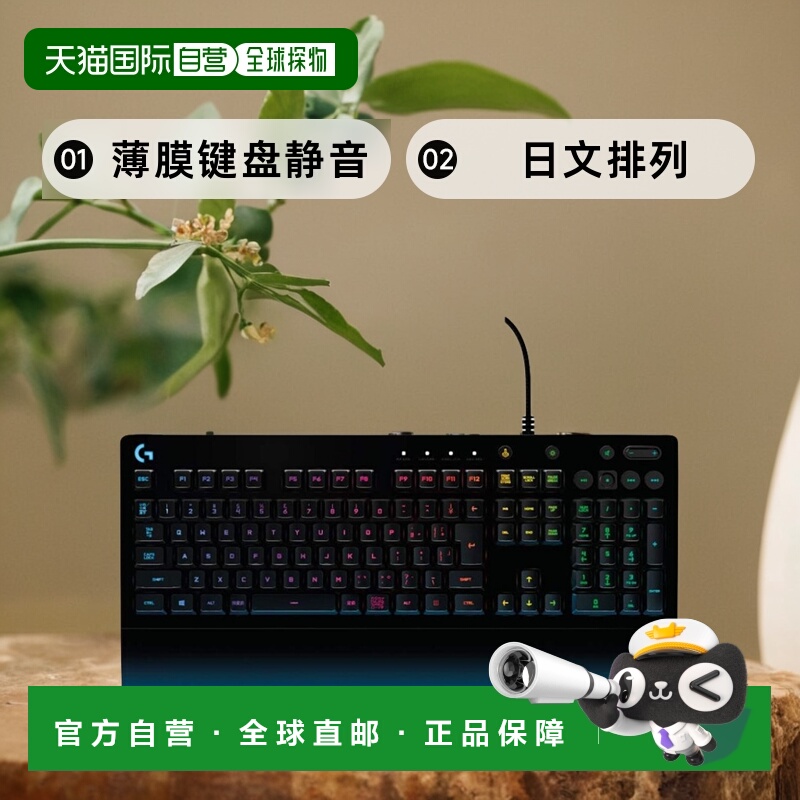 【日本直邮】罗技游戏键盘有线G213掌托日文排列薄膜键盘静音