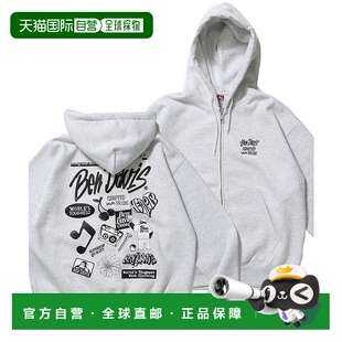1h可退 日本直邮BEN DAVIS 男女同款 双拉链连帽卫衣 短款立体印