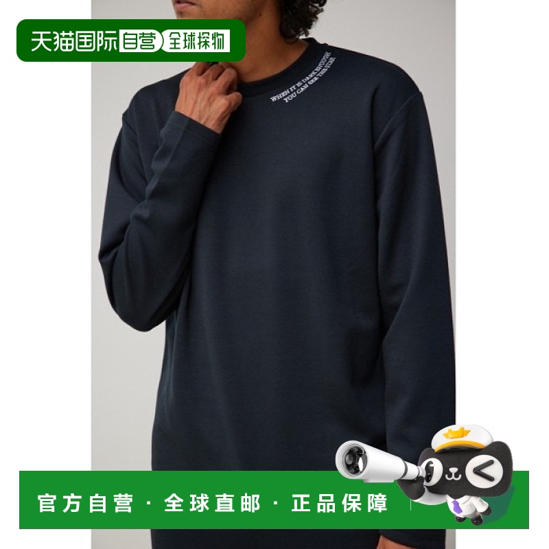 日本直邮AZUL BY MOUSSY男女同款B-HEAT领口刺绣长袖T恤 2023秋冬
