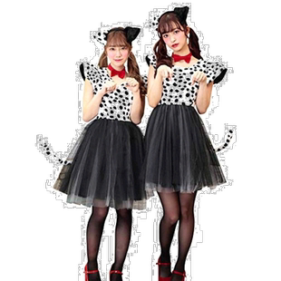 自营|PartyCityCosplay套装小圆点图样蓬蓬裙女白x黑色派对