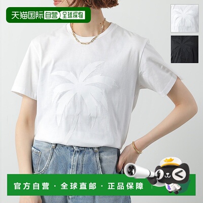 日本直邮N°21 T恤 F053 6328 女士短袖圆领棕榈树标志领