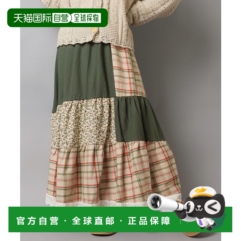 1h可退 日本直邮SPINNS 女装 棉感拼接长裙 NEО森ガール风 25080