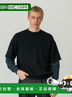 日本直邮SILAS男女同款异材质拼接假两件套头卫衣 左下logo点缀 1