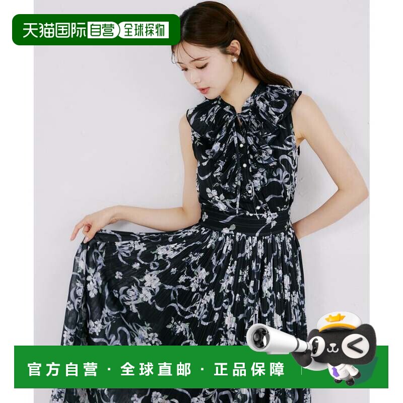 日本直邮ONWARD tocco closet 闪光野兽条纹与蝴蝶结花卉印花百褶
