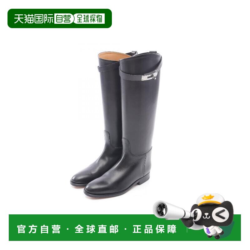 1h可退 日本直邮中古Hermes爱马仕女A级95新boots靴子牛皮鞋黑色B