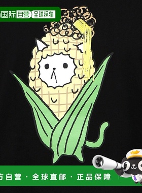 1h可退 日本直邮ScoLar Parity 女装 玉米猫印花 8分袖纯棉T恤 35