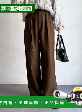 1h可退 日本直邮Chez toi 女装 合皮腰带装饰 宽松褶饰西裤 PGC10