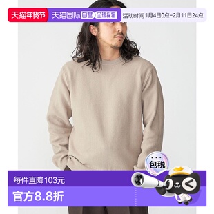 日本直邮SHIPS 可机洗 SOLOTEX 7  gauge 纯棉珠地布圆领针织衫 [