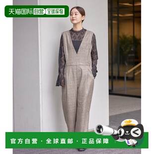 1h可退 日本直邮IENA 女装 软呢格纹连体裤 V领宽松设计 前开衩 2