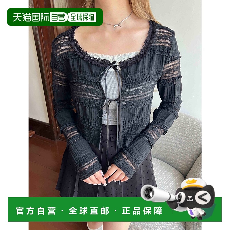 1h可退 日本直邮PHILLY 女装 蕾丝拼接宽松短款开衫 半透明设计亮