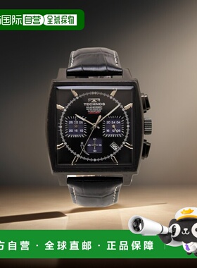 日本直邮TECHNOS 手表男士太阳能计时码表黑色/黑色时间限量型号