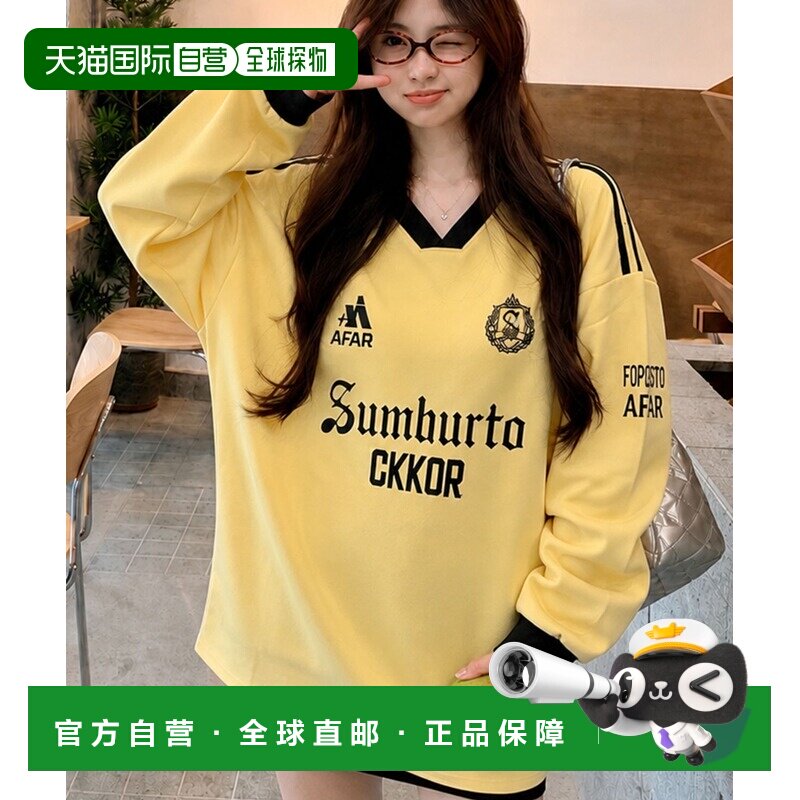 日本直邮WESTSEA 女装 长袖V领运动风游戏衬衫 线条设计+logo印花