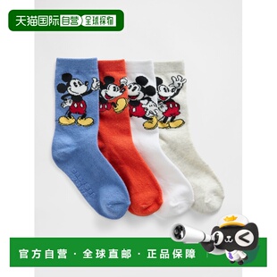 1h可退 日本直邮GAP×迪士尼儿童米奇图案中筒袜4双装 883977