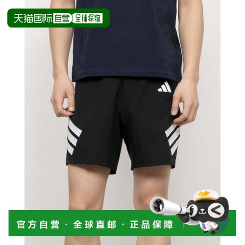 日本直邮Adidas 男士健身短裤 Icon 三条纹短裤 JC5225 黑色速干