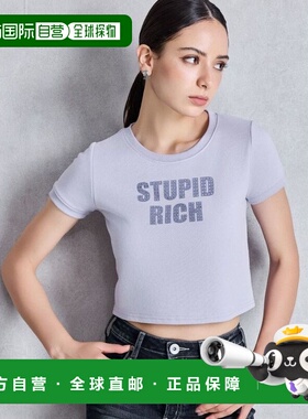 1h可退 日本直邮GYDA 女装 STUPID RICH STONE短款T恤 紧身版型