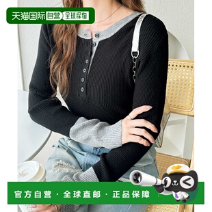 1h可退 日本直邮GeeRA 女装 配色亨利领2WAY针织上衣 208846