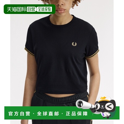 日本直邮FRED PERRY 女装 全棉 皮质感短袖T恤 袖口双色 tipping