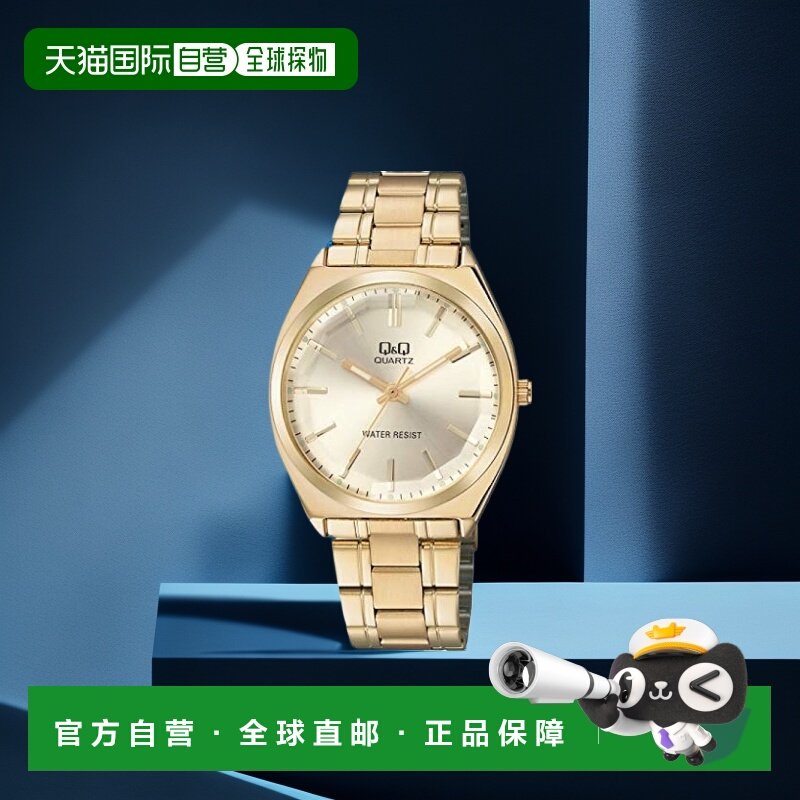 【日本直邮】西铁城Q&Q男式圆形防水石英腕表金色金属腕带35.5mm