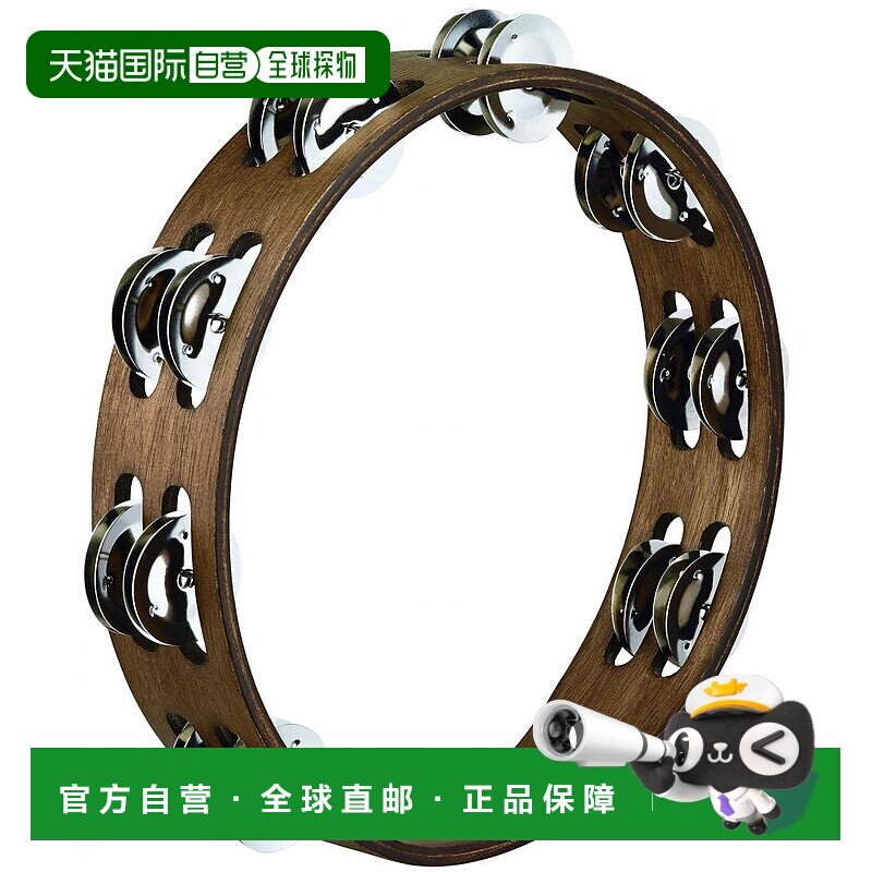 自营|MEINL Percussion传统木制手摇铃环形胡桃木色双排铃