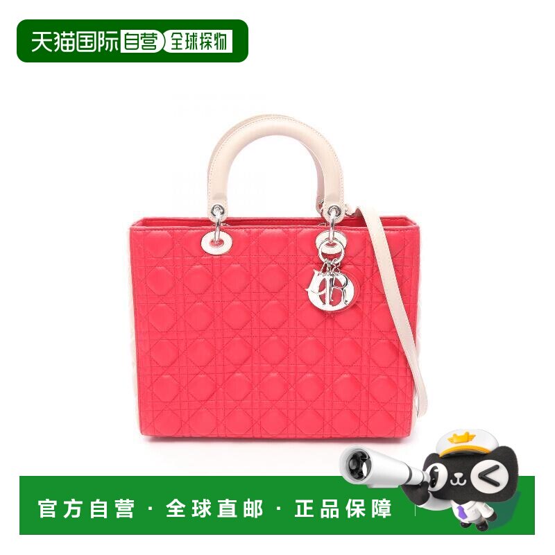 日本直邮中古二奢Dior迪奥女包A级95新Lady Dior戴妃包羊皮手提包图片