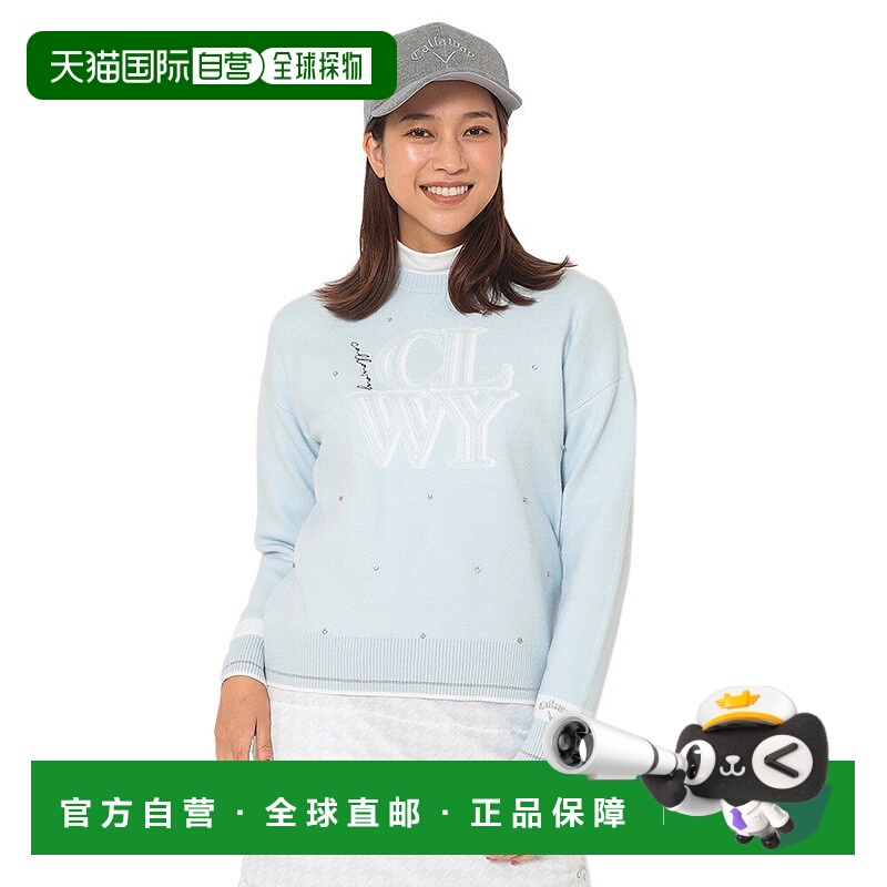 日本直邮CALLAWAY 女士带线石针织圆领长袖高尔夫服装 [C25218201