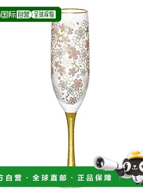 【日本直邮】ADERIA杯口金边樱花高脚香槟杯180ml日本制单只 6529