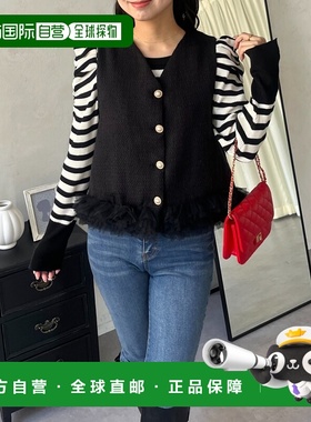 1h可退 日本直邮prose verse 女装 宽松版型 花呢背心 裾边荷叶边