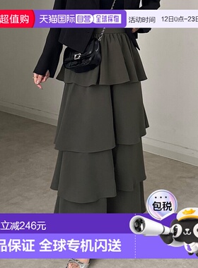 日本直邮JUNOAH 轻薄乔泽特面料高腰破洞裙 [JU5602EW007013]长裙